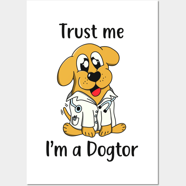 Funny Dog Doctor Cartoon Wall Art by Foxxy Merch